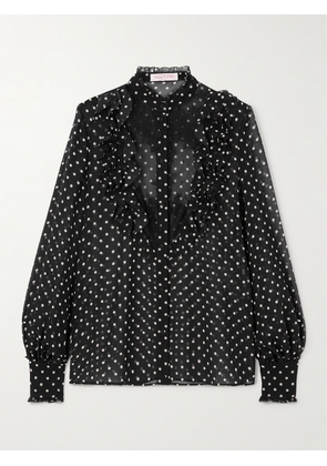 Valentino Garavani - Ruffled Lace-trimmed Polka-dot Silk-chiffon Shirt - Black - IT36,IT38,IT40,IT42,IT44,IT46,IT48