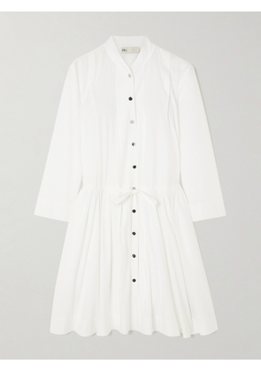 Tory Burch - Tie-detailed Gathered Cotton-poplin Mini Dress - White - US0,US2,US4,US6,US8,US10,US12