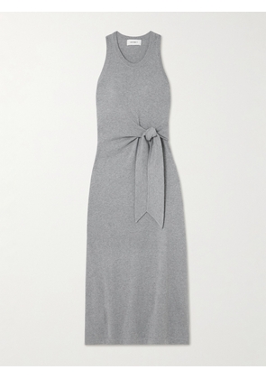 LISA YANG - Angeline Knotted Cotton And Cashmere-blend Midi Dress - Gray - 01,2