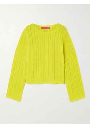 The Elder Statesman - Drop Needle Ribbed Cashmere And Cotton-blend Sweater - Yellow - x small,small,medium,large