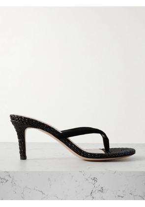 Gianvito Rossi - Calypso 70 Suede-trimmed Raffia Sandals - Black - IT36,IT36.5,IT37,IT37.5,IT38,IT38.5,IT39,IT39.5,IT40,IT40.5,IT41,IT41.5,IT42