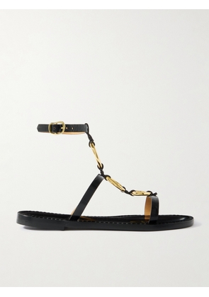 AMANU - The Bazaruto Embellished Croc-effect Leather Sandals - Black - US6,US7,US8,US9,US10,US11,US12