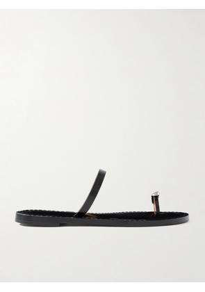 AMANU - The Kibera Embellished Croc-effect Leather Sandals - Black - US6,US7,US8,US9,US10,US11,US12