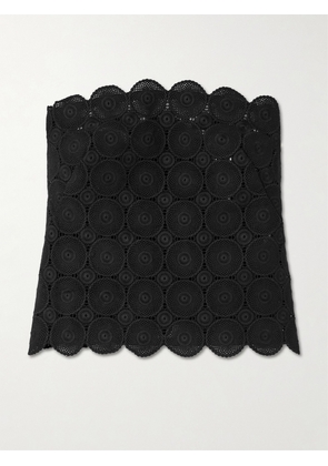 ST. AGNI - Doily Strapless Scalloped Organic Corded Lace Bustier Top - Black - xx small,x small,small,medium,large,x large