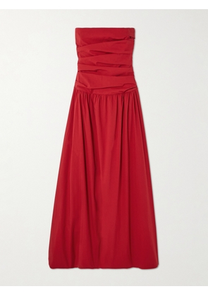 ST. AGNI - Strapless Tie-back Crinkled Cotton-blend Maxi Dress - Red - xx small,x small,small,medium,large,x large