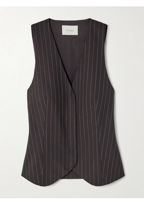 ST. AGNI - Pinstriped Virgin Wool-blend Vest - Brown - xx small,x small,small,medium,large,x large