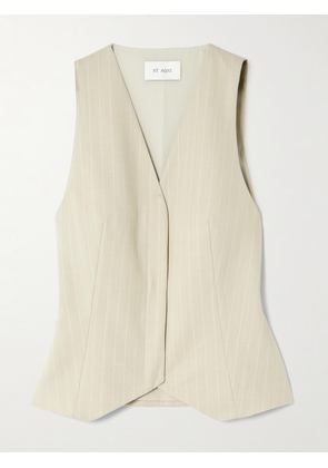 ST. AGNI - Pinstriped Wool-blend Twill Vest - Neutrals - xx small,x small,small,medium,large,x large