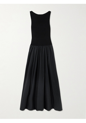ST. AGNI - Open-back Jersey And Cotton-poplin Maxi Dress - Black - xx small,x small,small,medium,large,x large