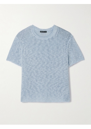 James Perse - Open-knit Cotton And Linen-blend T-shirt - Blue - 01,2,3