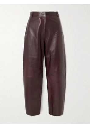ST. AGNI - Leather Tapered Pants - Burgundy - xx small,x small,small,medium,large