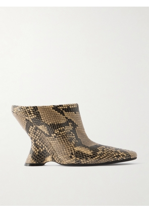 Dries Van Noten - Snake-effect Leather Wedge Mules - Animal print - IT36,IT36.5,IT37,IT37.5,IT38,IT38.5,IT39,IT39.5,IT40