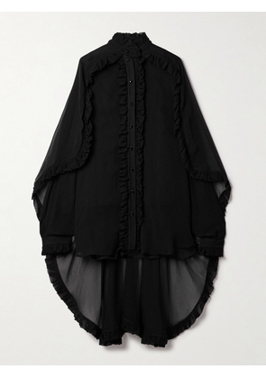 Zimmermann - Illuminate Cape-effect Ruffled Crepon Shirt - Black - 00,1,2,3,4