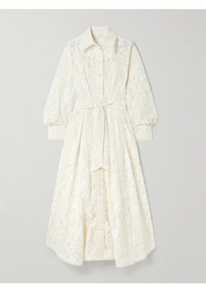 Zimmermann - Dawning Pleated Corded Lace Midi Dress - Cream - 00,1,2,3,4