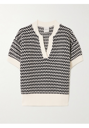 Varley - Dora Striped Textured-knit Cotton Top - Off-white - xx small,x small,small,medium,large,x large