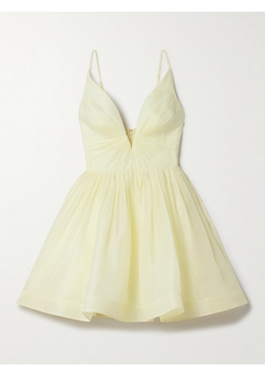 Zimmermann - Illuminate Pleated Linen And Silk-blend Mini Dress - Yellow - 00,1,2,3,4