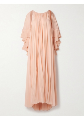 Zimmermann - Illuminate Cape-effect Pleated Crepe De Chine Maxi Dress - Orange - 00,1,2,3,4