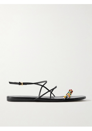 KHAITE - Loop Bead-embellished Leather Sandals - Black - IT36,IT36.5,IT37,IT37.5,IT38,IT38.5,IT39,IT39.5,IT40,IT40.5,IT41