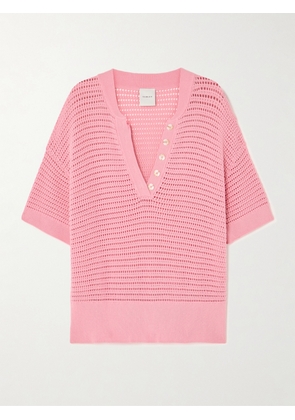 Varley - Callie Open-knit Cotton Top - Pink - xx small,x small,small,medium,large,x large