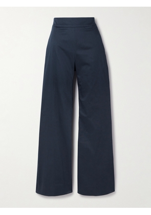 Carolina Herrera - Cotton-blend Sateen Wide-leg Pants - Blue - US0,US2,US4,US6,US8,US10,US12