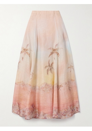 Zimmermann - Illuminate Linen And Silk-blend Maxi Skirt - Pink - 00,1,2,3,4
