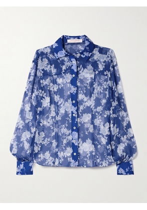 Carolina Herrera - Floral-print Silk-crepon Shirt - Blue - US0,US2,US4,US6,US8,US10,US12