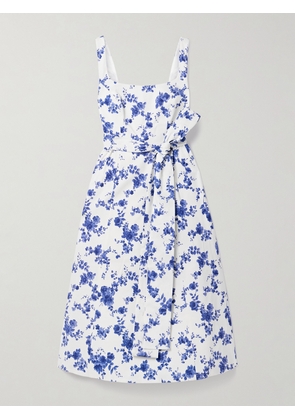 Carolina Herrera - Belted Floral-print Faille Midi Dress - White - US0,US2,US4,US6,US8,US10,US12