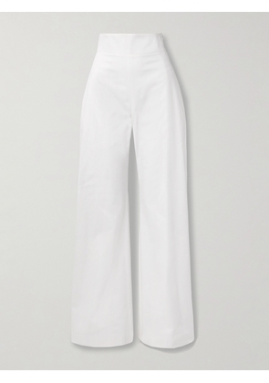 Carolina Herrera - Cotton-blend Sateen Wide-leg Pants - White - US0,US2,US4,US6,US8,US10