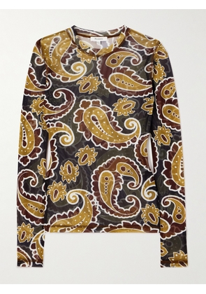 JW Anderson - Paisley-print Stretch Recycled-mesh Top - Brown - xx small,x small,small,medium,large,x large