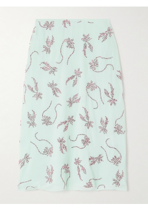 16ARLINGTON - Dafne Crystal-embellished Studded Chiffon Midi Skirt - Blue - UK 4,UK 6,UK 8,UK 10,UK 12,UK 14