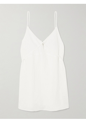 Deiji Studios - Tie-detailed Linen Mini Dress - White - xx small,x small,small,medium,large,x large