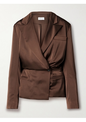 16ARLINGTON - Ardo Wrap-effect Satin Blazer - Brown - UK 4,UK 6,UK 8,UK 10,UK 12,UK 14,UK 16