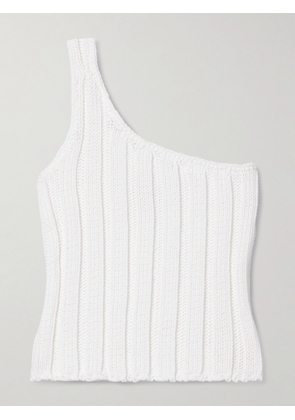 Suzie Kondi - Petulla One-shoulder Cropped Ribbed Cotton Top - White - x small,small,medium,large,x large