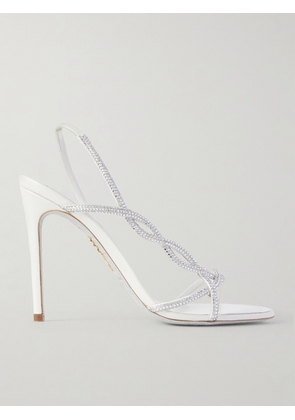 René Caovilla - Crystal-embellished Satin Slingback Sandals - White - IT36,IT36.5,IT37,IT37.5,IT38,IT38.5,IT39,IT39.5,IT40,IT41,IT42