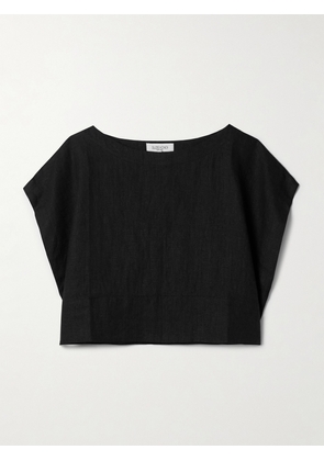 Suzie Kondi - Kori Oversized Cropped Linen Top - Black - x small,small,medium,large,x large