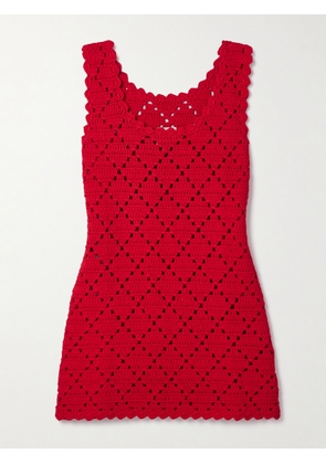 Suzie Kondi - Chryssi Crocheted Cotton Mini Dress - Red - x small,small,medium,large,x large