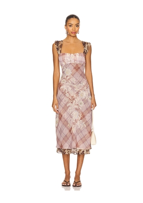 Free People Morning Dew Midi Dress in Mauve. Size L. Also in XS, S, M, XL.