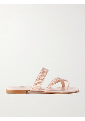 Manolo Blahnik - Susara Raffia And Leather Sandals - Pink - IT36,IT36.5,IT37,IT37.5,IT38,IT38.5,IT39,IT39.5,IT40,IT40.5,IT41,IT41.5,IT42