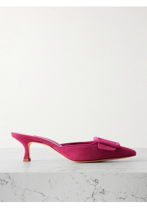 Manolo Blahnik - Maysale 50 Buckled Suede Mules - Pink - IT36,IT36.5,IT37,IT37.5,IT38,IT38.5,IT39,IT39.5,IT40,IT40.5,IT41,IT41.5,IT42,IT43