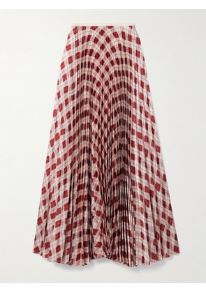S.S. Daley - Kate Pleated Checked Satin-twill Maxi Skirt - Red - UK 4,UK 6,UK 8,UK 10,UK 12,UK 14