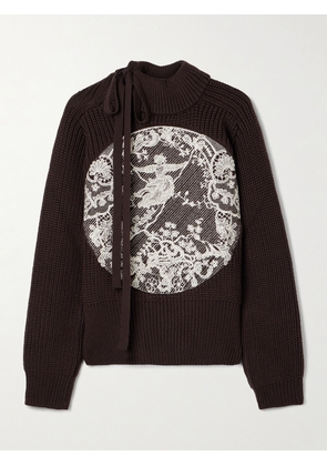 S.S. Daley - Embroidered Ribbed Merino Wool Turtleneck Sweater - Metallic - x small,small,medium,large