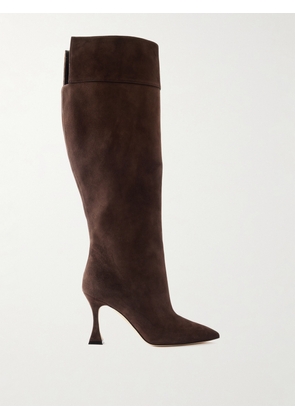 Manolo Blahnik - Miralonepla 90 Suede Knee Boots - Brown - IT36,IT36.5,IT37,IT37.5,IT38,IT38.5,IT39,IT39.5,IT40,IT40.5,IT41,IT41.5,IT42