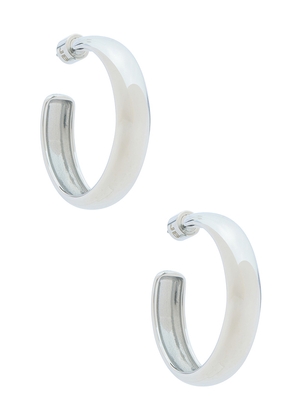 Jenny Bird Staple Hoops Large Earrings in Metallic Silver.