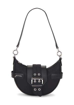 Ganni Bucky Small Crossbody Nylon Bag in Black.