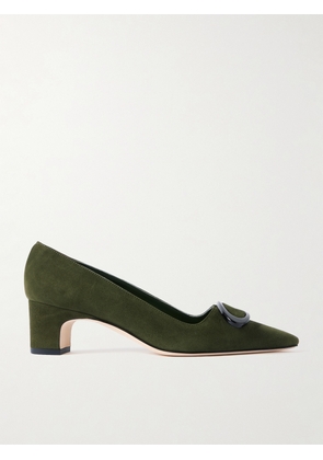 Manolo Blahnik - Fenix 50 Buckled Suede Pumps - Green - IT35,IT36,IT36.5,IT37,IT37.5,IT38,IT38.5,IT39,IT39.5,IT40,IT40.5,IT41,IT41.5,IT42,IT43