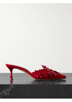 Manolo Blahnik - Harnes 50 Appliquéd Suede Mules - Red - IT36,IT36.5,IT37,IT37.5,IT38,IT38.5,IT39,IT39.5,IT40,IT40.5,IT41,IT41.5,IT42