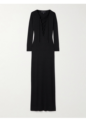 Nili Lotan - Bowie Lace-up Silk-jersey Maxi Dress - Black - x small,small,medium,large,x large