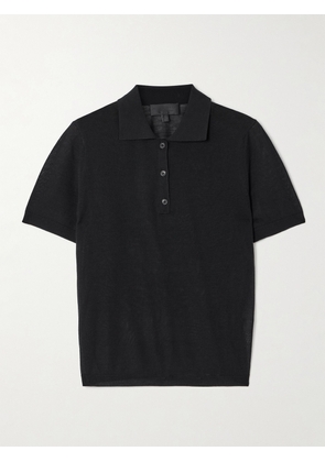 Nili Lotan - Jeannelle Merino Wool And Cashmere-blend Polo Top - Black - x small,small,medium,large,x large
