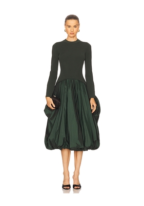 SIMKHAI Kenlie Midi Dress in Dark Green. Size L. Also in XS, S.