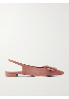 Manolo Blahnik - Maylura Buckled Suede Slingback Flats - Pink - IT35,IT35.5,IT36,IT36.5,IT37,IT37.5,IT38,IT38.5,IT39,IT39.5,IT40,IT40.5,IT41,IT41.5,IT42,IT43