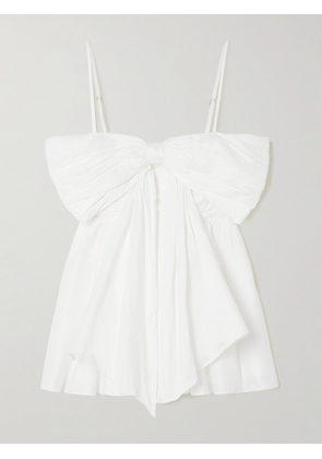Aje - Scarlett Bow-embellished Crepe Peplum Top - Ivory - UK 4,UK 6,UK 8,UK 10,UK 12,UK 14,UK 16